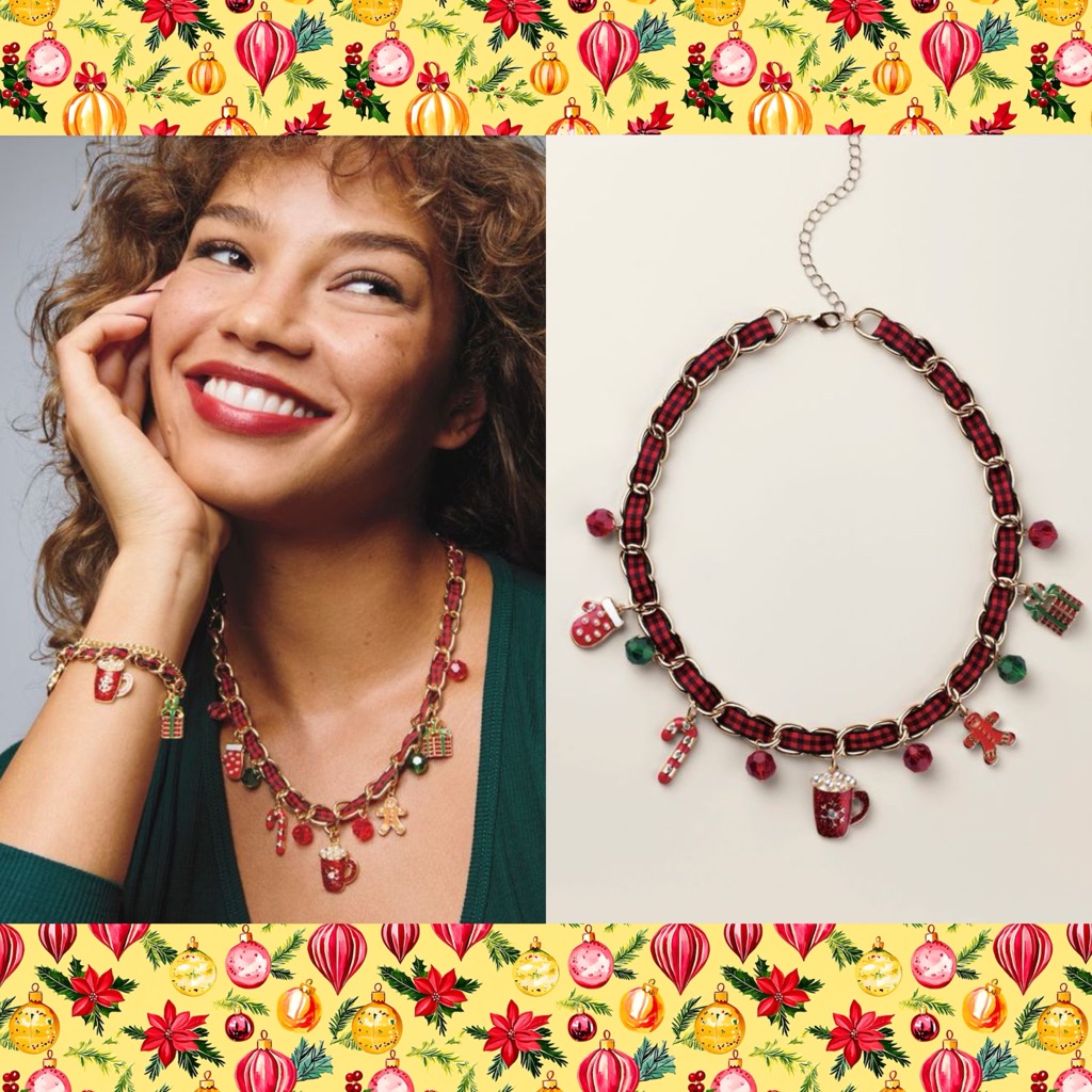 Merry In Plaid Charm Necklace